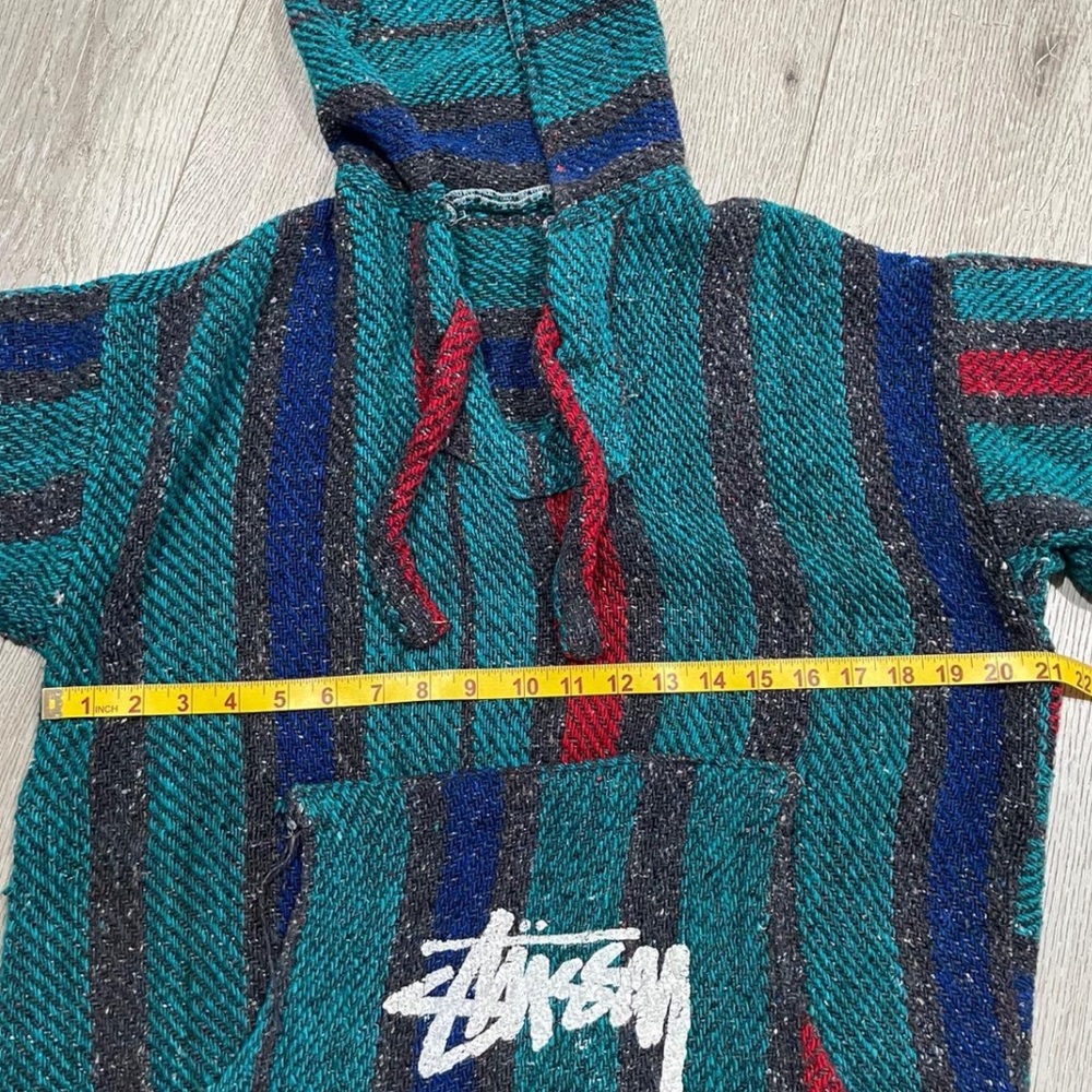 Vintage 90s Stussy Baja Hoodie Drug Rug Pullover One 8 Ball Rasta Sz S - M - Picture 6 of 7